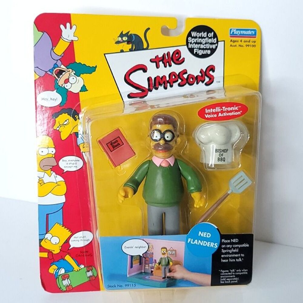 Playmates The Simpsons NED FLANDERS Figure World of Springfield Series 2000